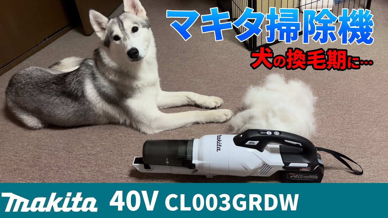 40V のマキタ掃除機 CL003GRDW & カーペットノズルでペットの毛に挑戦